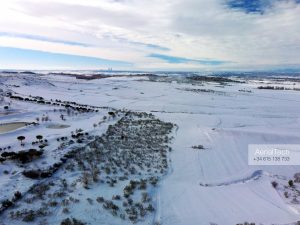 Inspecciones técnicas aéreas con drone: Madrid Noroeste nevado en enero de 2021.